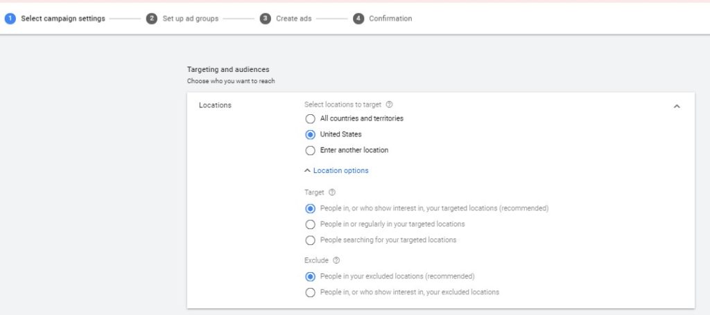 How to set up google ads campaign for dating site. Location